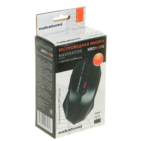 Nakatomi Mron-08U navigator, wireless, optical, 1600 dpi, 2xaaa, USB, black-4