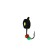 Mormyshka tablet black, lime eyes + beads, weight 0.9 g