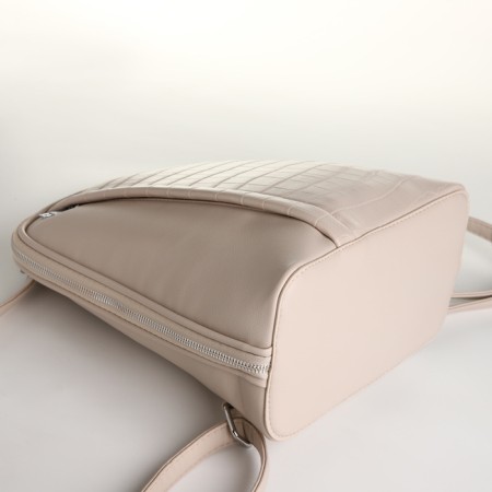 City backpack of artificial leather with lightning, beige color-2