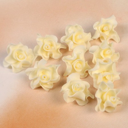 A set of colors for decor from foamiran, d = 3.5 cm, 10 pcs, openwork edge, beige