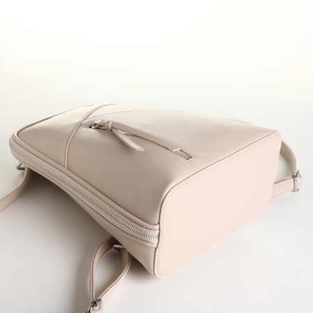 City backpack of artificial leather with lightning, beige color-4