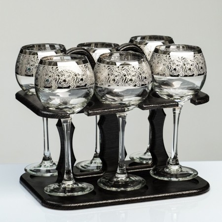 Mini-bar set of 6 glasses 280ml "Jungle" silver-4