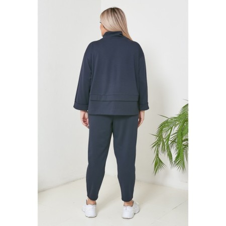 Female suit, size 56, dark blue color-3