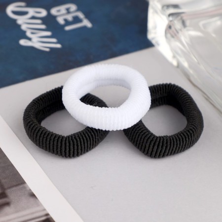 Hair gum "Secrets of beauty" (set 3 pcs) 5.5 cm, black white-1