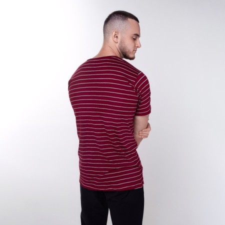 Striped male T -shirt, burgundy color, size 50-3
