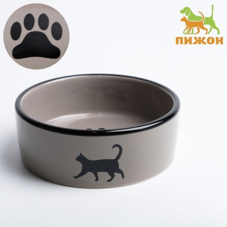 Ceramic bowl "trace with a cat" 300 ml 12.5 x 4.5 cm, black-gray-1