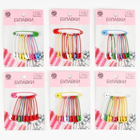 English pins, 45 mm, 10 pcs, colorful color-2