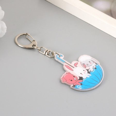 Acryl keychain "Cute animals in the umbrella" 4,7x4.9 cm-1