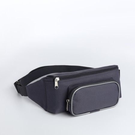 Lightning waist bag, external pocket, gray color
