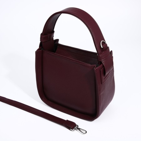 TEXTURA bag on the zipper, small size, burgundy color-3
