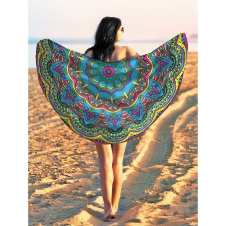 Pareo and beach rug "Rainbow Flower", d = 150 cm