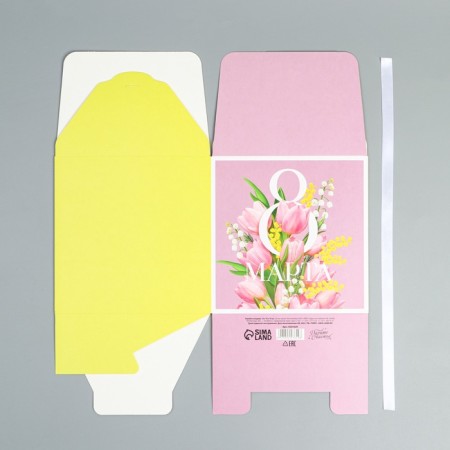 Gift folding box, packaging, “March 8”, 18 x 18 x 18 cm-4