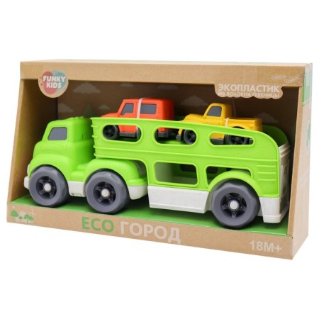 Eco-machine Funky Toys "Truck", with two machines, green color, 30 cm-2
