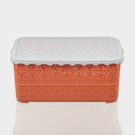 Storage container with a lid "openwork", plastic, 26 × 19 × 11.5 cm, color mix-6
