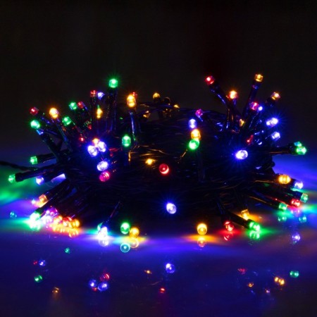Garland “thread” 10 m, IP44, dark thread, 100 LED, glow of multi, 2 modes, solar battery-2