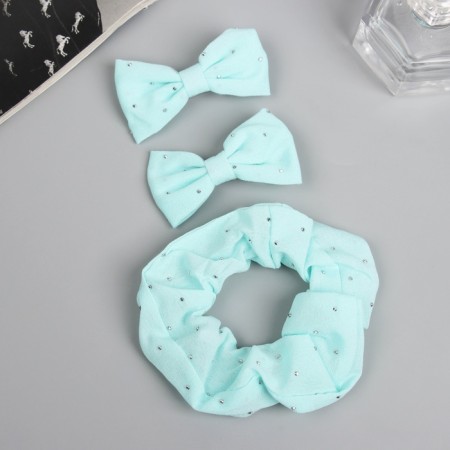 Hair set "Felicia" (elastic band 7 cm, 2 clamps 6.5 cm) shine, mint-1