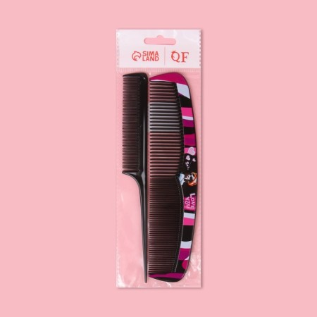 Set of comb “fashion”, 2 objects, black/pink color-2