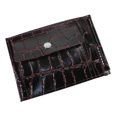 Wallet with a clamp, burgundy color-2