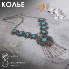Hestia's necklace circle, blue color in black silver, 45 cm