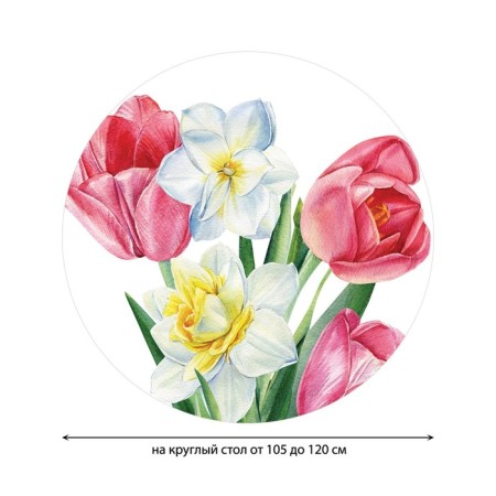 The tablecloth “Spring bouquet”, round, oxford, elastic band, size 140x140 cm, diameter 105-120 cm-1
