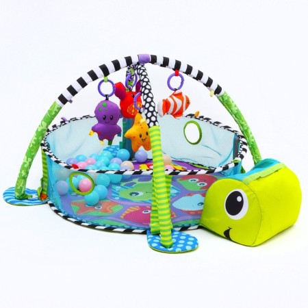 Developing rug 3 in 1 "Turtle", 67x67 cm, with 30 colored balls, crumb I-8