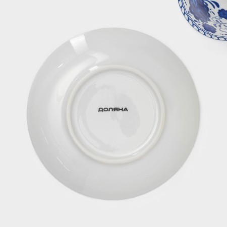 Service Ceramic Tea Dolyana "Russian Disor", 13 items on a stand: 6 cups 210 ml, 6 saucers, kettle-10
