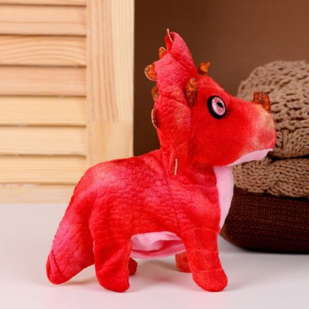 Soft musical toy "Dinosaurus", 16 cm, red color-2