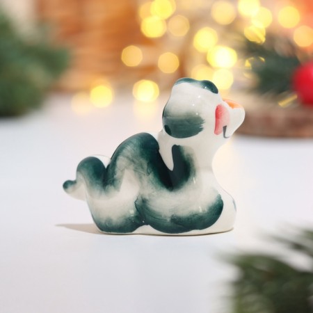 New Year. Souvenir "Snake Vanya", ceramics, gzhel, green 4.5 × 5.5 cm-2