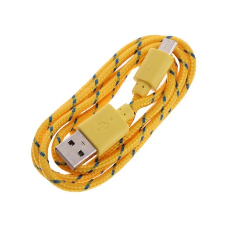 Oxion DCC288, MicroUSB - USB, charging + data transfer, 1 m, braid, yellow-2
