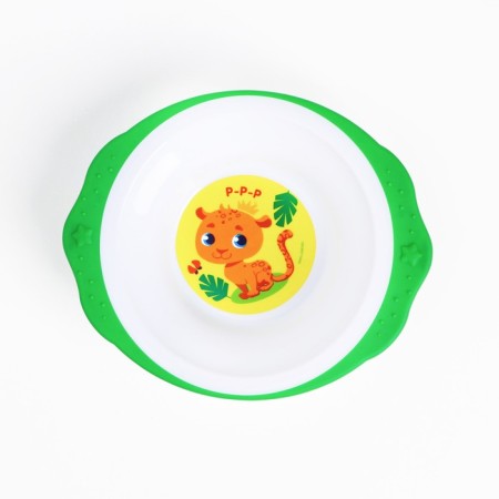 A set of children's dishes "Leopard", a plate on the suction cup 250ml, fork, spoon-1
