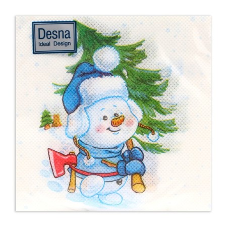 New Year's napkins paper Desna Design “Snowman with a Christmas tree”, 1 layer, 24x24 cm, 40 pcs.-2