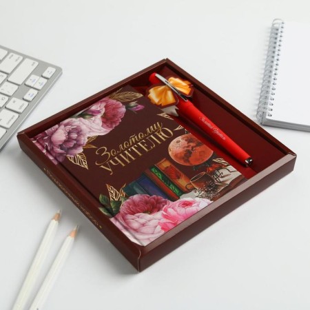 Golden Teacher gift set: 80 sheets diary and ballpoint pen-1