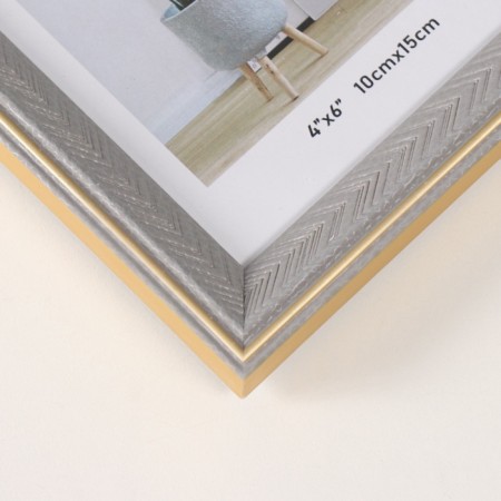 Photo frame Plastic in 2 photos 10x15 cm "Fit on Mokko" with gold stroke-2