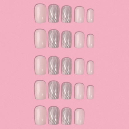 Zebra overhead nails, 24 pcs, with glue plates, soft square shape, white/silver color-6