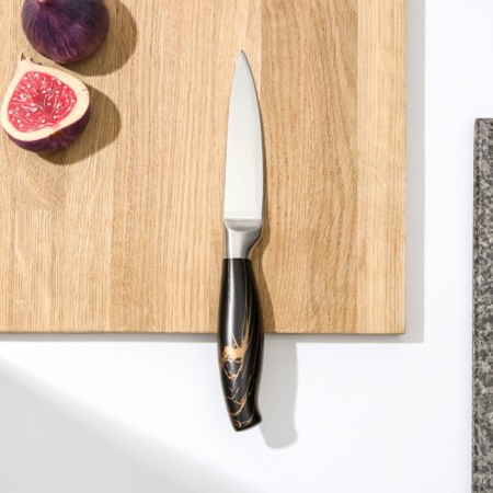 Knife for vegetables kitchen shade zeus, blade 9.5 cm, black color-1