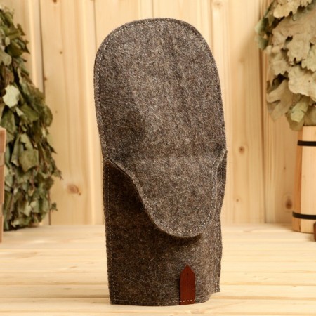 Bath set "Senior in the bath" hat, rug, mitten-8