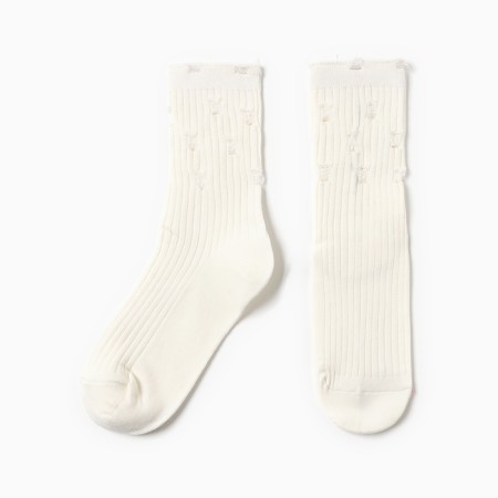 Women's socks kaftan torn into a rib size 36-40 (23-25 ​​cm), white-1