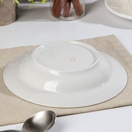 Deep “olives” plate, 225 ml, d = 20 cm, white color, mix, porcelain pattern-2