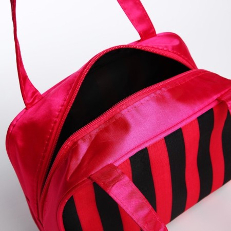 Cosmetic bag with lightning, black/raspberry color-2