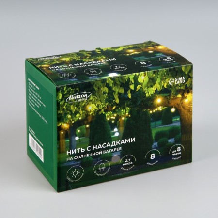 Garland “thread” 2.7 m with nozzles “White Balls”, IP44, Dark Thread, 10 LED, glow of multi, 8 modes, solar battery-9
