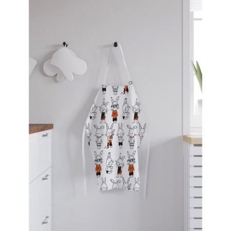 Apron of a kitchen with a photo print "Young rabbits", adjustable, size OS-1