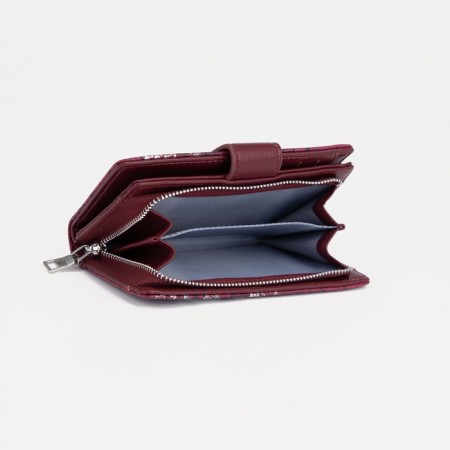 Women's wallet on a magnet, burgundy color-4