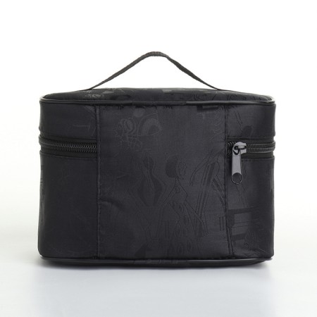 Cosmetic bag with a zipper, with a lining, black color-1