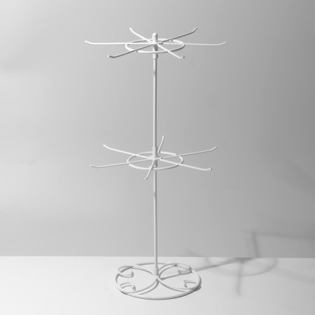 Turntable, 2 tiers of 6 hooks, 21.5 × 21.5 × 41 cm, white color-10