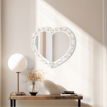 Wall mirror "Heart", 41x35 cm, white with gold