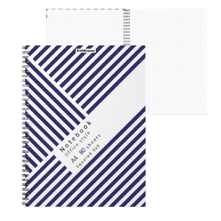 A4 notebook, 80 sheets in a cage on a spiral Erichkrause Blue Concept, with a plastic cover, an offset block