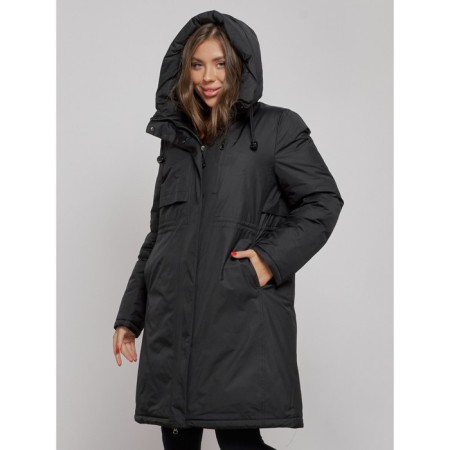 Coat insulated winter female, size 48, black color-5