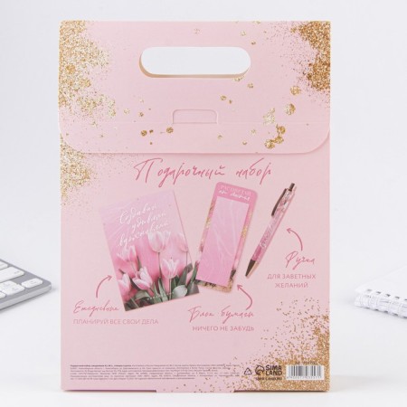 Gift set Diary, paper block and pen "since March 8"-2