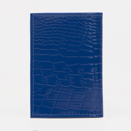 Cover for a pension certificate, crocodile, blue color-1
