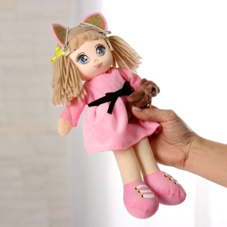 Soft doll "Mia", with a toy, 15x30 cm-3